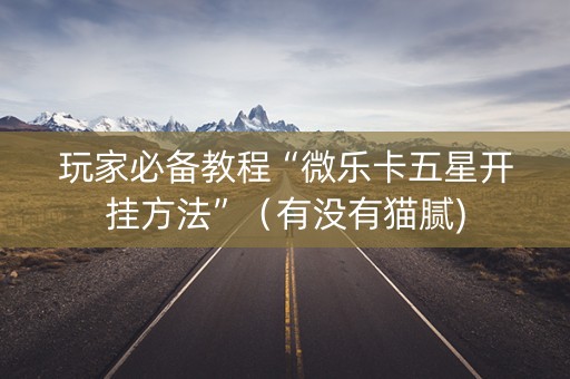玩家必备教程“微乐卡五星开挂方法”（有没有猫腻)