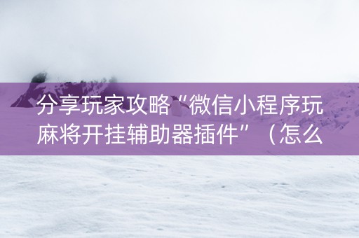 分享玩家攻略“微信小程序玩麻将开挂辅助器插件”（怎么调胜率)
