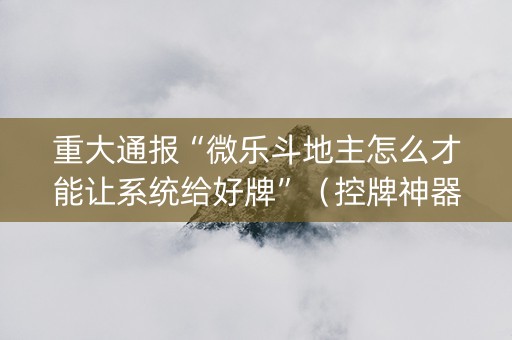 重大通报“微乐斗地主怎么才能让系统给好牌”（控牌神器)