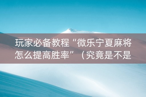 玩家必备教程“微乐宁夏麻将怎么提高胜率”（究竟是不是有挂)