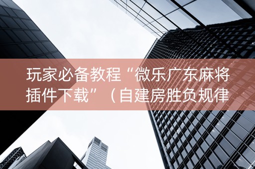 玩家必备教程“微乐广东麻将插件下载”（自建房胜负规律)