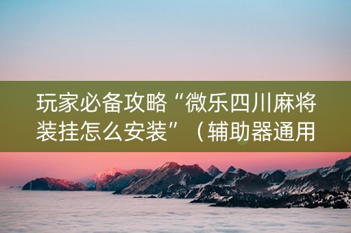 玩家必备攻略“微乐四川麻将装挂怎么安装”（辅助器通用版)