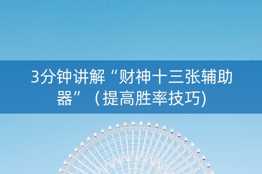 3分钟讲解“财神十三张辅助器”（提高胜率技巧)