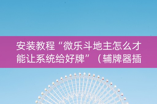 安装教程“微乐斗地主怎么才能让系统给好牌”（辅牌器插件购买)