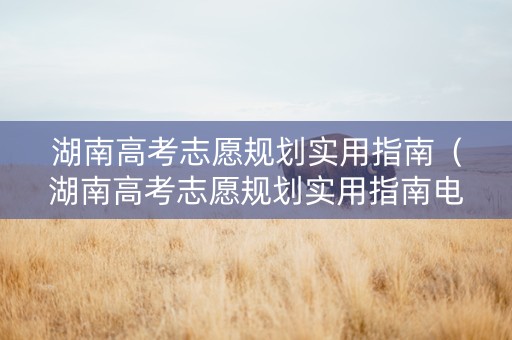 湖南高考志愿规划实用指南（湖南高考志愿规划实用指南电子版）