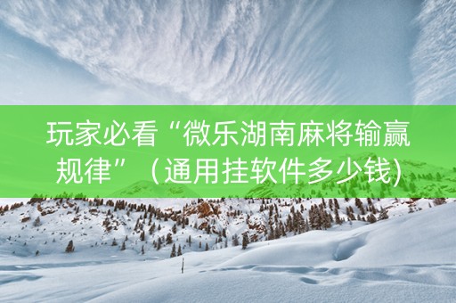 玩家必看“微乐湖南麻将输赢规律”（通用挂软件多少钱)