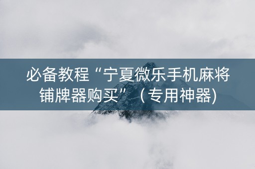 必备教程“宁夏微乐手机麻将铺牌器购买”（专用神器)