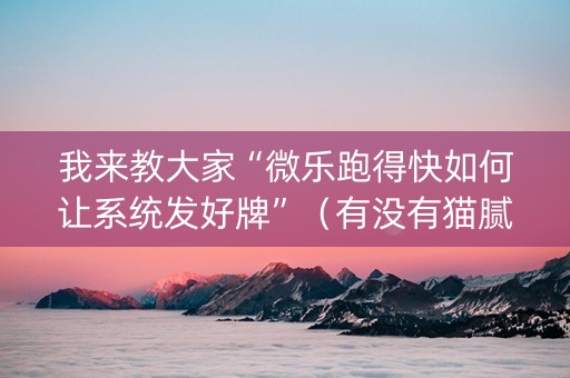我来教大家“微乐跑得快如何让系统发好牌”（有没有猫腻)