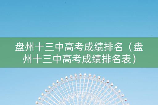 盘州十三中高考成绩排名（盘州十三中高考成绩排名表）