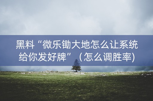 黑料“微乐锄大地怎么让系统给你发好牌”（怎么调胜率)