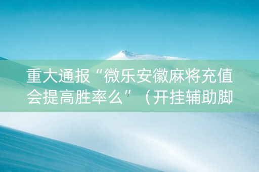 重大通报“微乐安徽麻将充值会提高胜率么”（开挂辅助脚本)