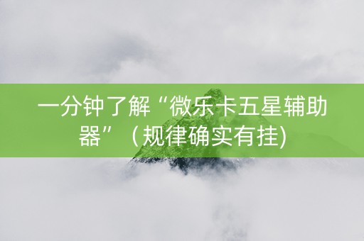 一分钟了解“微乐卡五星辅助器”（规律确实有挂)