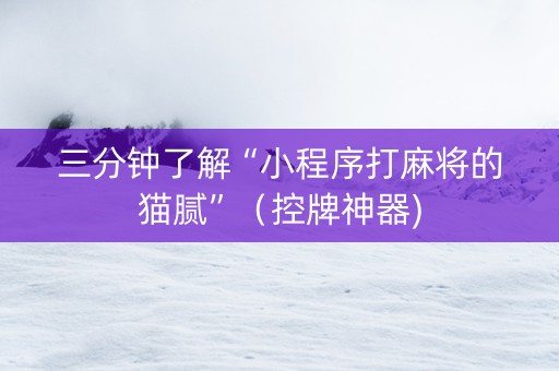 三分钟了解“小程序打麻将的猫腻”（控牌神器)