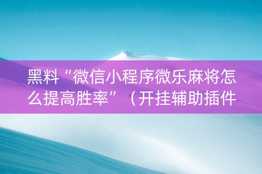 黑料“微信小程序微乐麻将怎么提高胜率”（开挂辅助插件)