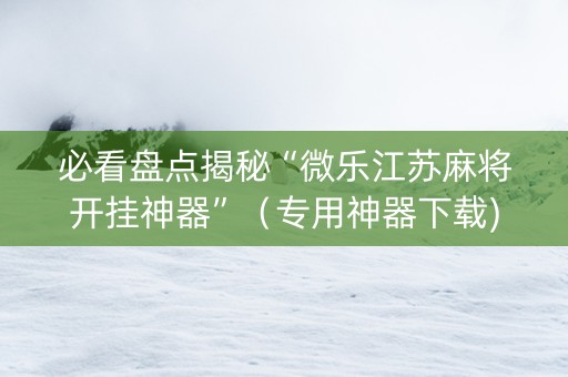 必看盘点揭秘“微乐江苏麻将开挂神器”（专用神器下载)