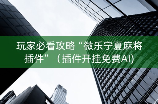 玩家必看攻略“微乐宁夏麻将插件”（插件开挂免费AI)
