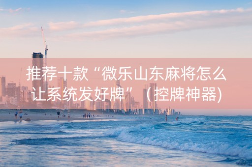 推荐十款“微乐山东麻将怎么让系统发好牌”（控牌神器)