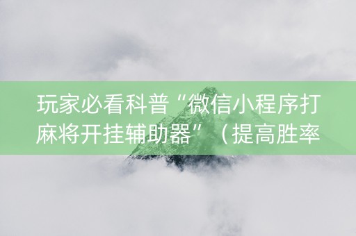 玩家必看科普“微信小程序打麻将开挂辅助器”（提高胜率软件)