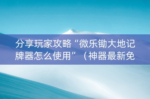 分享玩家攻略“微乐锄大地记牌器怎么使用”（神器最新免费)