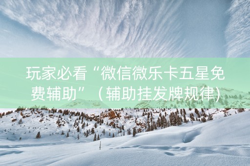 玩家必看“微信微乐卡五星免费辅助”（辅助挂发牌规律)