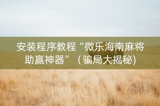 安装程序教程“微乐海南麻将助赢神器”（骗局大揭秘)
