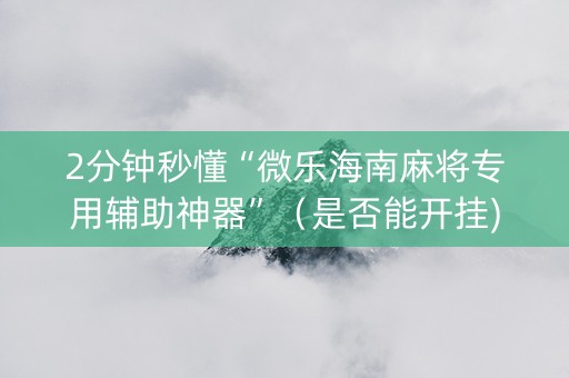 2分钟秒懂“微乐海南麻将专用辅助神器”（是否能开挂)