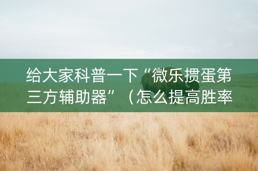 给大家科普一下“微乐掼蛋第三方辅助器”（怎么提高胜率)