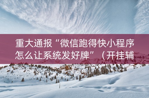 重大通报“微信跑得快小程序怎么让系统发好牌”（开挂辅助器脚本)