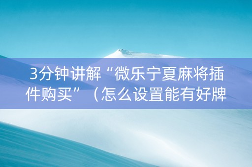 3分钟讲解“微乐宁夏麻将插件购买”（怎么设置能有好牌)