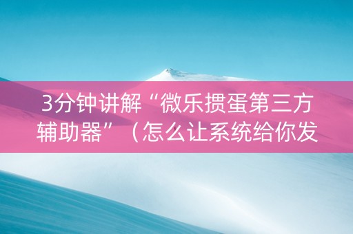3分钟讲解“微乐掼蛋第三方辅助器”（怎么让系统给你发好牌)