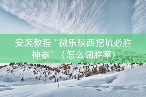 安装教程“微乐陕西挖坑必胜神器”（怎么调胜率)
