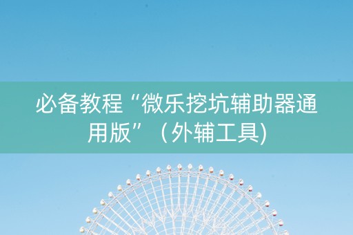 必备教程“微乐挖坑辅助器通用版”（外辅工具)