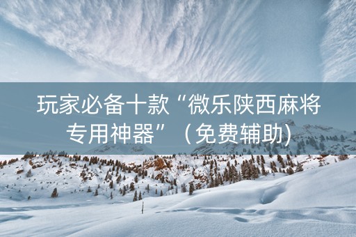 玩家必备十款“微乐陕西麻将专用神器”（免费辅助)