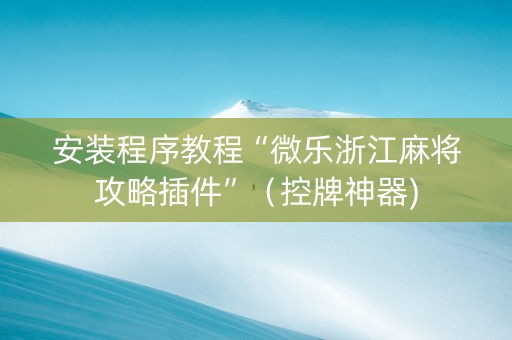安装程序教程“微乐浙江麻将攻略插件”（控牌神器)