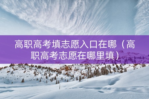 高职高考填志愿入口在哪（高职高考志愿在哪里填）