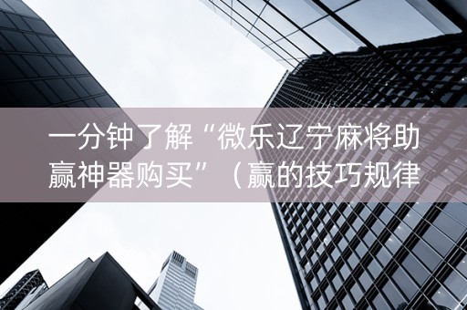 一分钟了解“微乐辽宁麻将助赢神器购买”（赢的技巧规律)