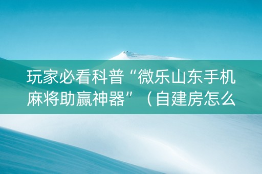 玩家必看科普“微乐山东手机麻将助赢神器”（自建房怎么赢)