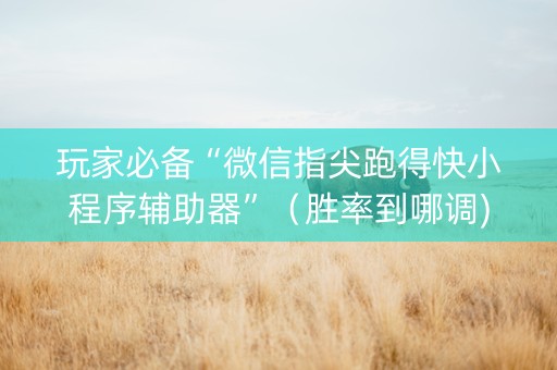 玩家必备“微信指尖跑得快小程序辅助器”（胜率到哪调)