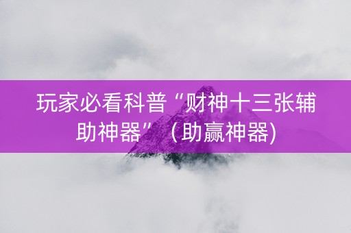 玩家必看科普“财神十三张辅助神器”（助赢神器)