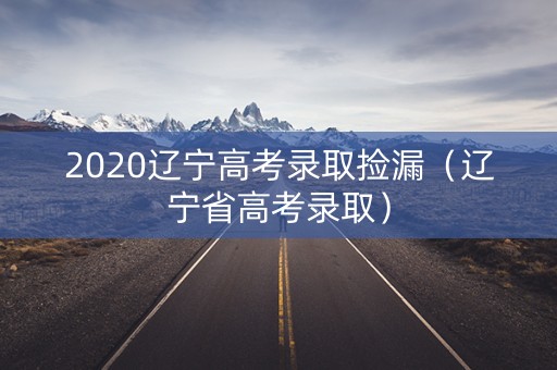 2020辽宁高考录取捡漏（辽宁省高考录取）