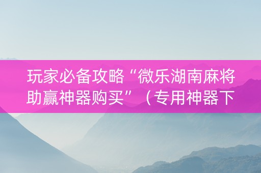 玩家必备攻略“微乐湖南麻将助赢神器购买”（专用神器下载)
