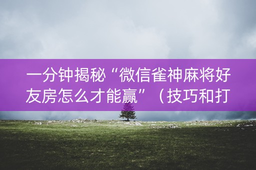 一分钟揭秘“微信雀神麻将好友房怎么才能赢”（技巧和打好牌方法)