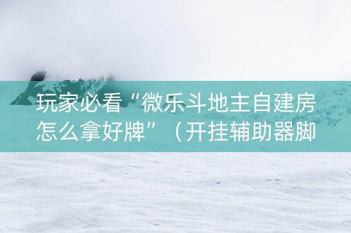 玩家必看“微乐斗地主自建房怎么拿好牌”（开挂辅助器脚本)