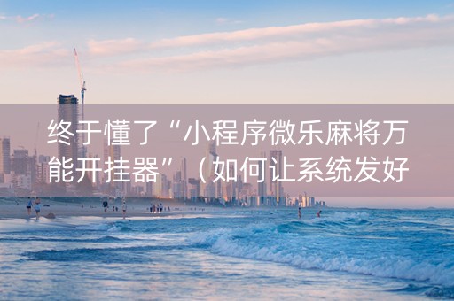 终于懂了“小程序微乐麻将万能开挂器”（如何让系统发好牌)