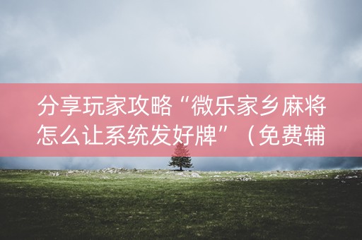 分享玩家攻略“微乐家乡麻将怎么让系统发好牌”（免费辅助)