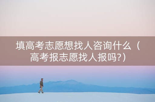 填高考志愿想找人咨询什么（高考报志愿找人报吗?）