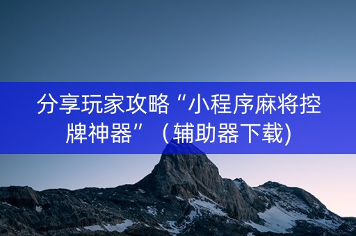 分享玩家攻略“小程序麻将控牌神器”（辅助器下载)