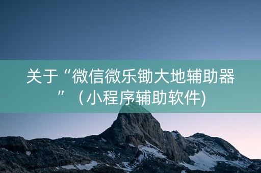 关于“微信微乐锄大地辅助器”（小程序辅助软件)