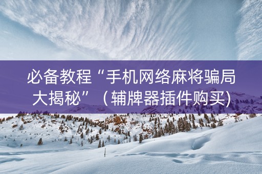 必备教程“手机网络麻将骗局大揭秘”（辅牌器插件购买)