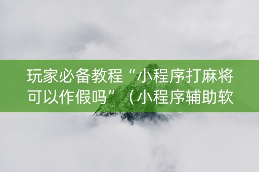 玩家必备教程“小程序打麻将可以作假吗”（小程序辅助软件)